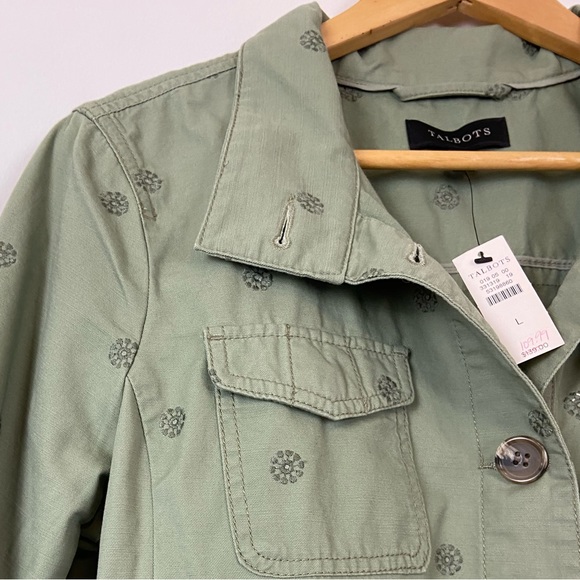 NWT Talbots SAFARI JACKET EMBROIDERED SAGE size Large - Picture 8 of 14